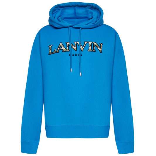 Lanvin Blue Embroidered Logo Hoodie - DANYOUNGUK