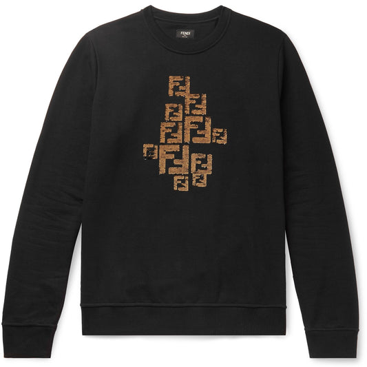 Fendi Black Embellished Logo Sweatshirt - DANYOUNGUK
