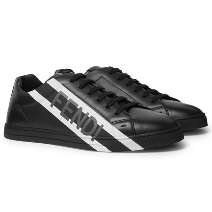 Fendi Black Leather Logo Sneakers - DANYOUNGUK