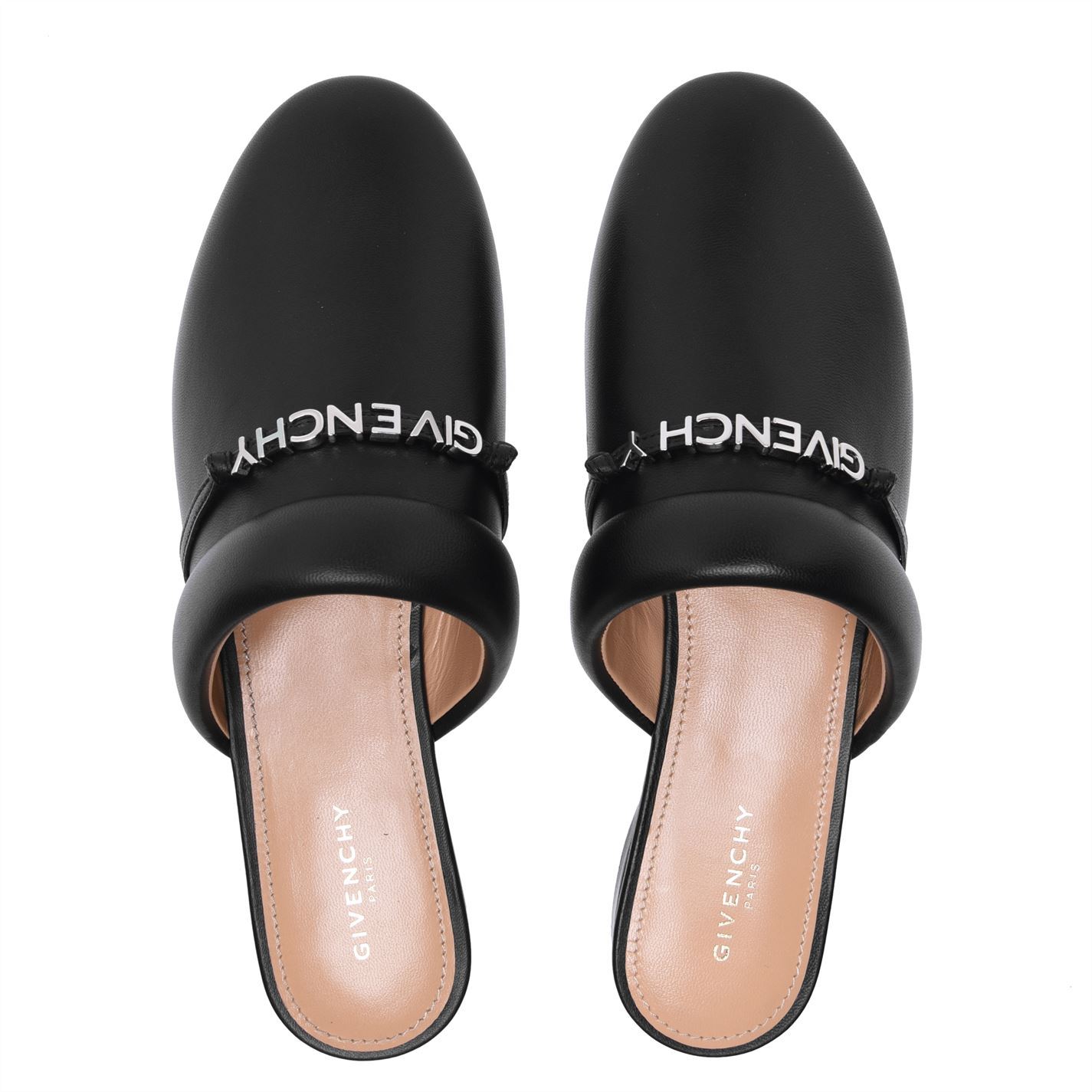 Givenchy Black Leather Mule Slip On Womens Sliders Givenchy 