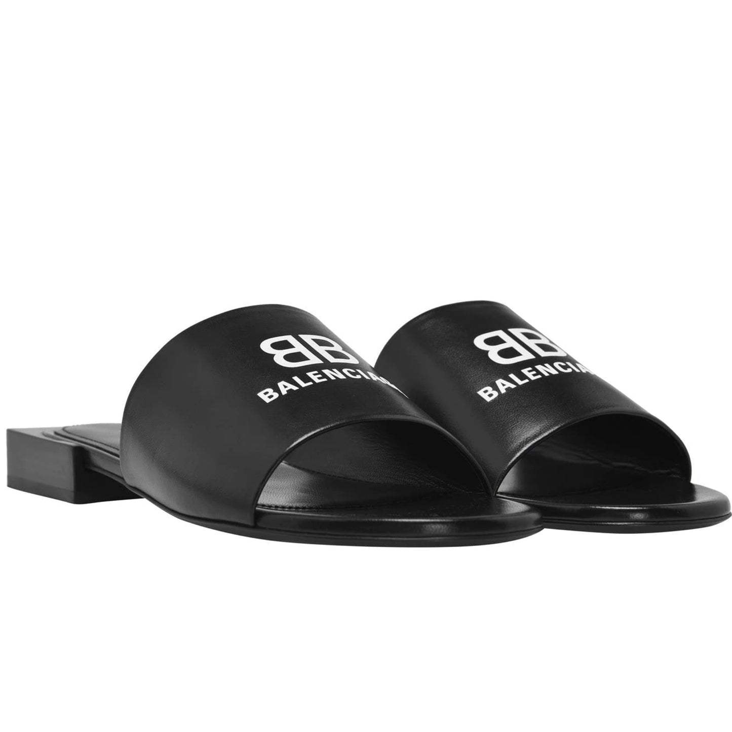 Womens Balenciaga Black Logo Sandals - DANYOUNGUK