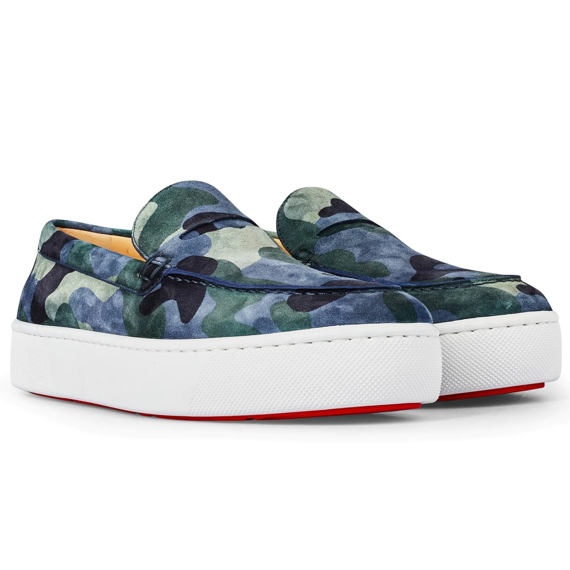  Christian Louboutin Paqueboat Blue and Green Camouflage Suede  Sneakers (us_Footwear_Size_System, Adult, Men, Numeric, Medium, Numeric_6)  : Clothing, Shoes & Jewelry