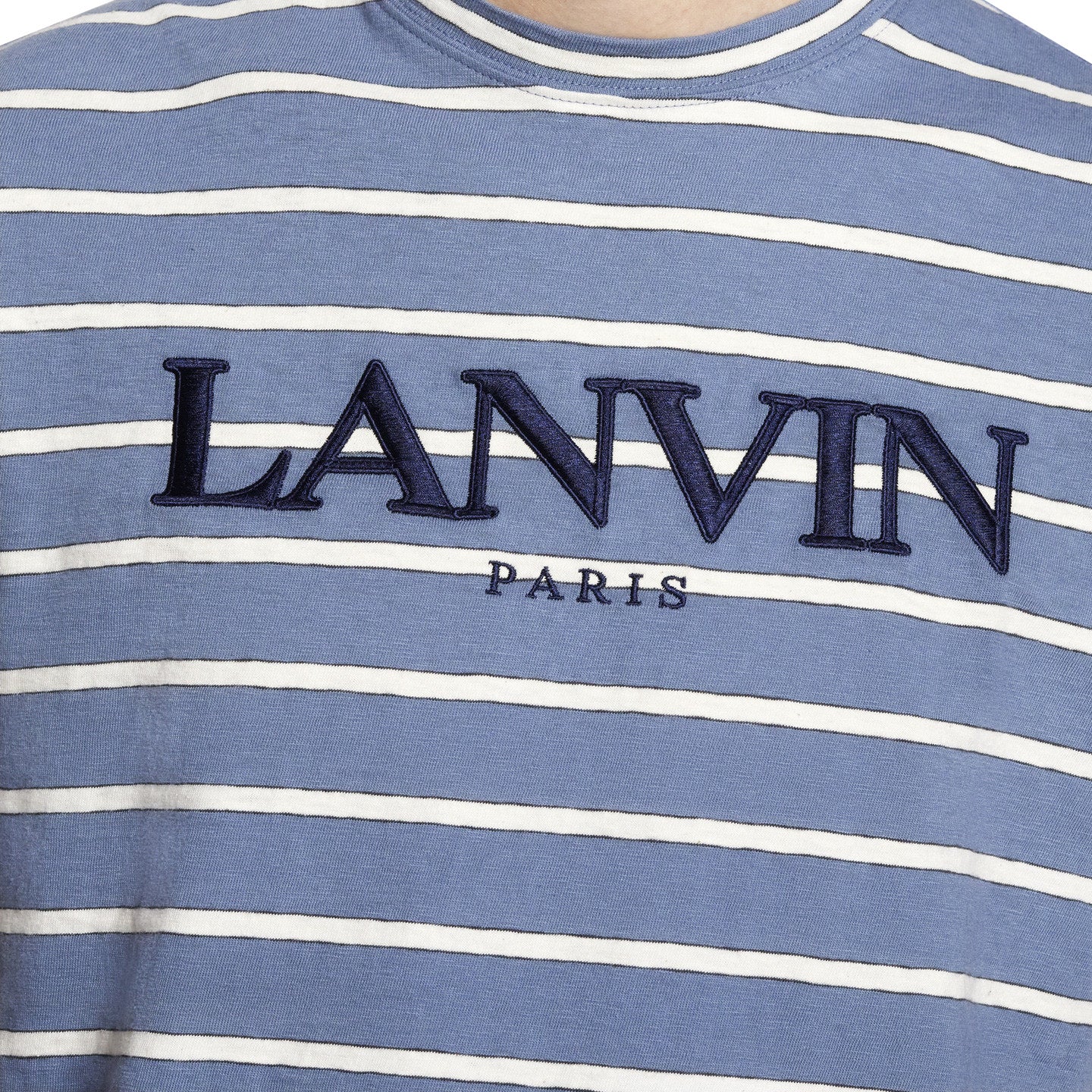 Lanvin Blue Striped Embroidered Logo T-Shirt Sweatshirt Lanvin 