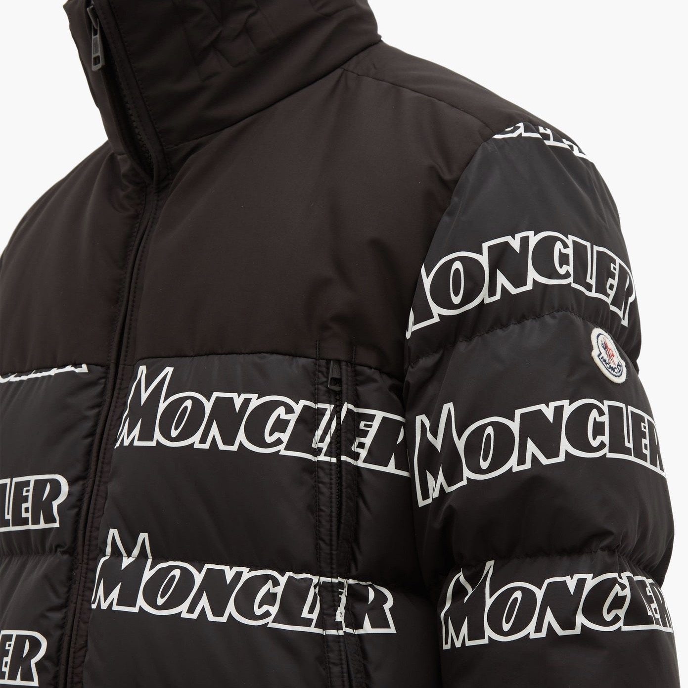 Moncler Faiveley Logo Print Quilted Down Jacket