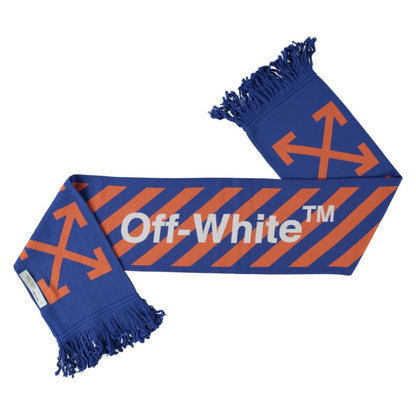 Off-White Blue & Orange Stripe Logo Scarf - DANYOUNGUK