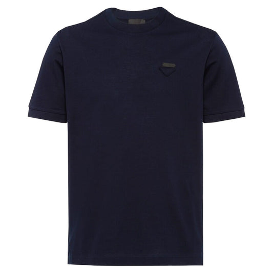 Prada Navy Pique Logo T-Shirt T-Shirt Prada 