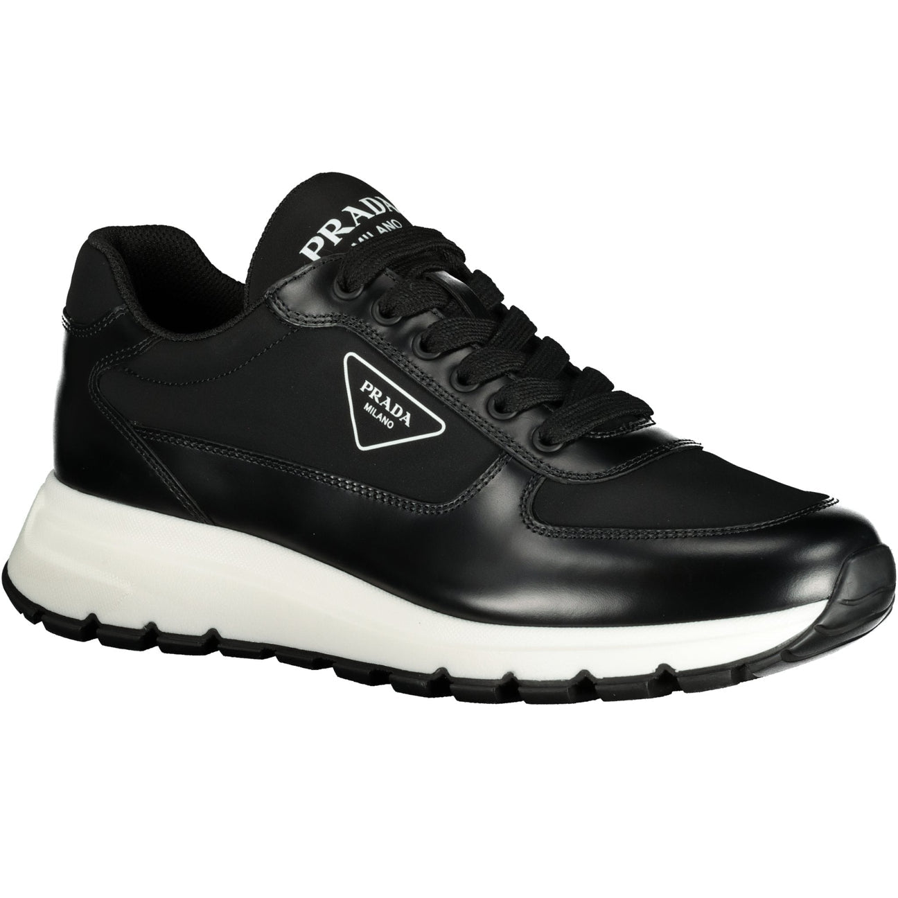 Prada black outlet and white trainers