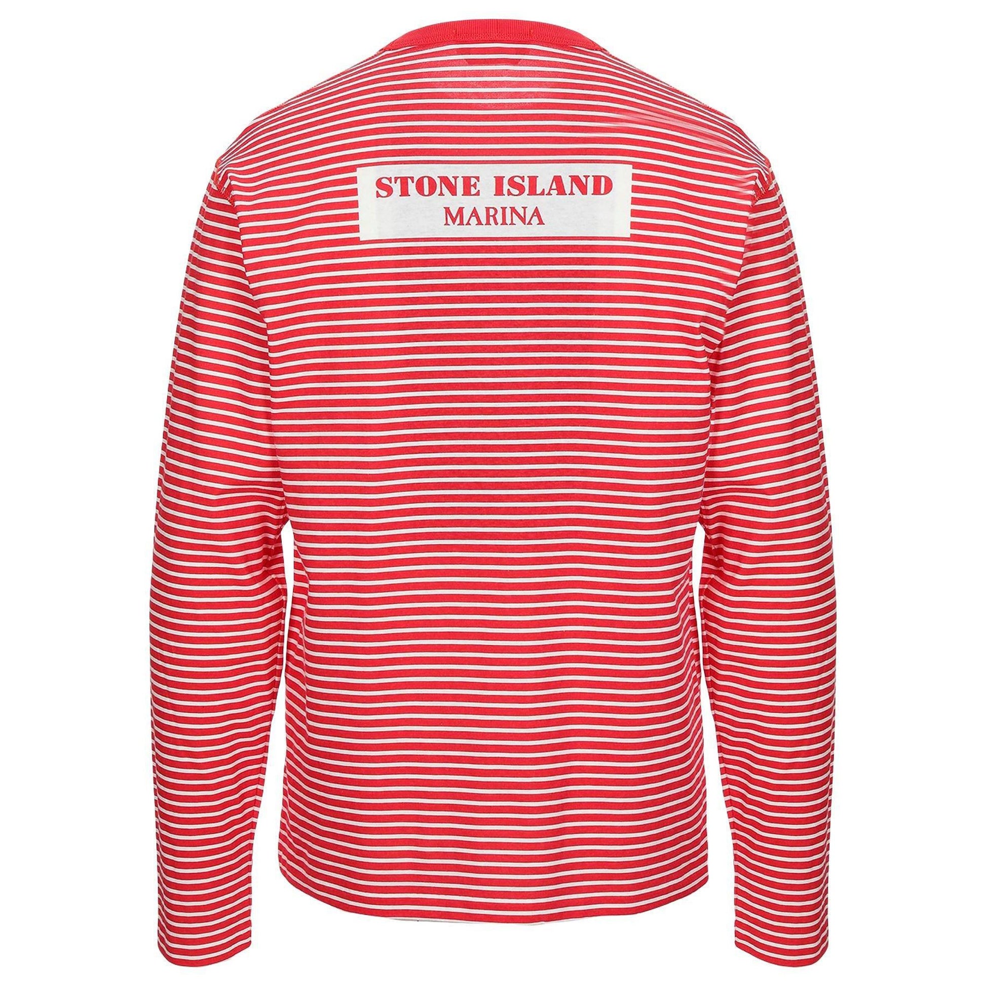 Stone Island Marina Red Striped Long Sleeve Tee T-Shirt Stone Island 