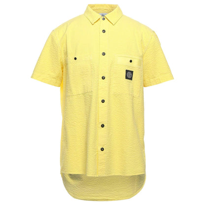 Stone Island Yellow Seersucker Short Sleeve Shirt T-Shirt Stone Island 