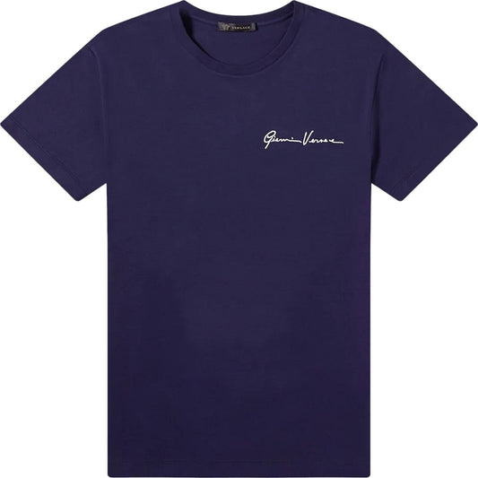 Versace Navy Signature Embroidered T-Shirt T-Shirt Versace 