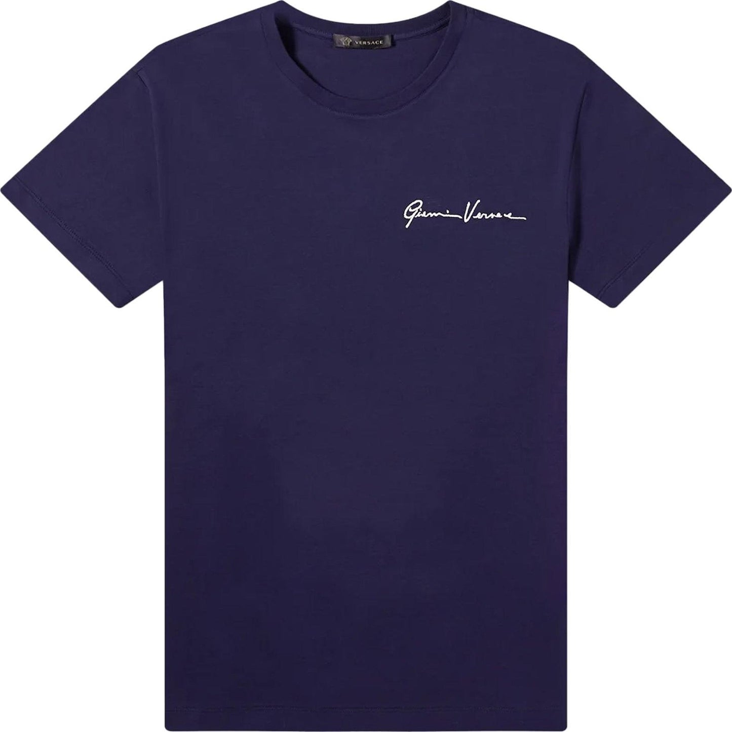 Versace Navy Signature Embroidered T-Shirt T-Shirt Versace 