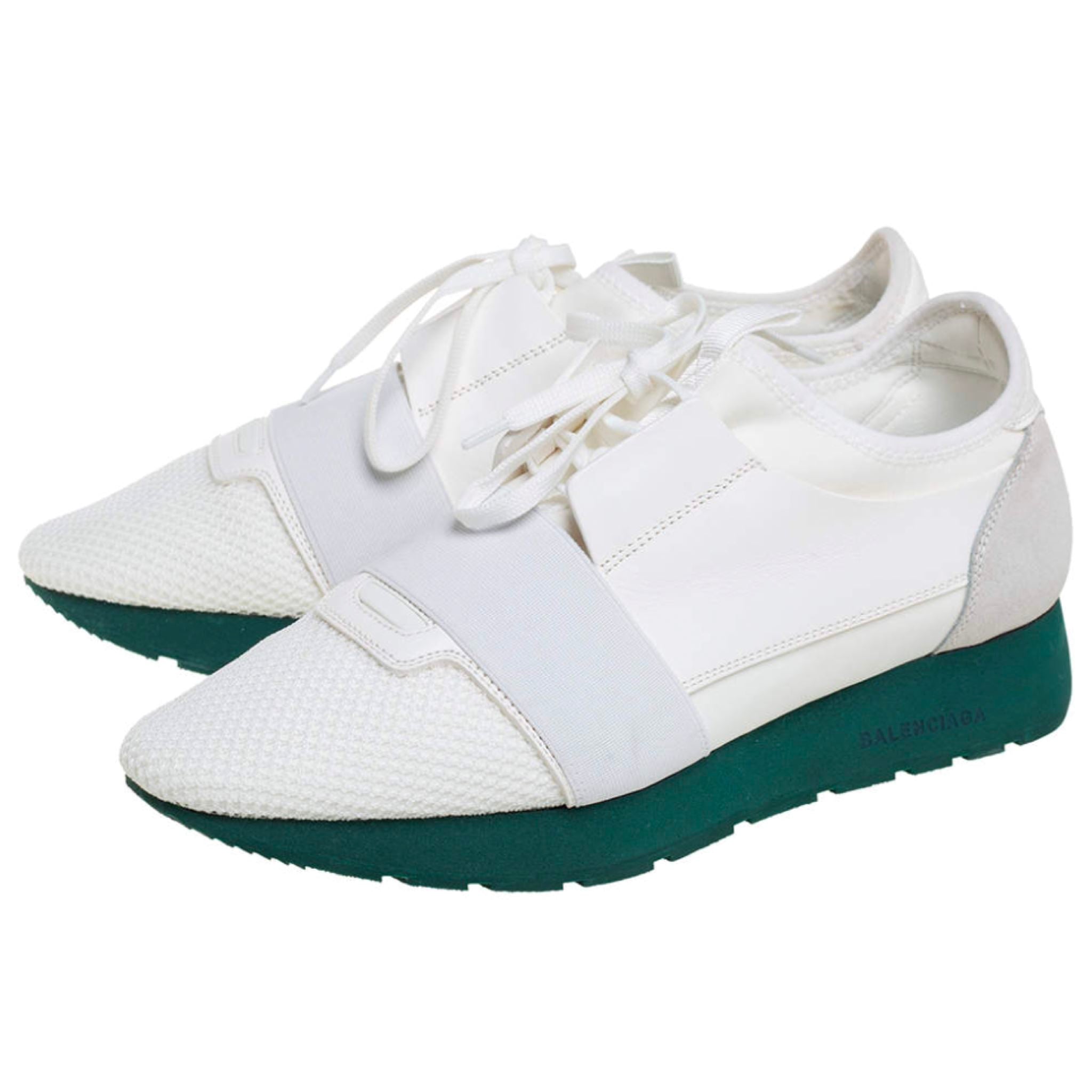 All white balenciaga race on sale runners