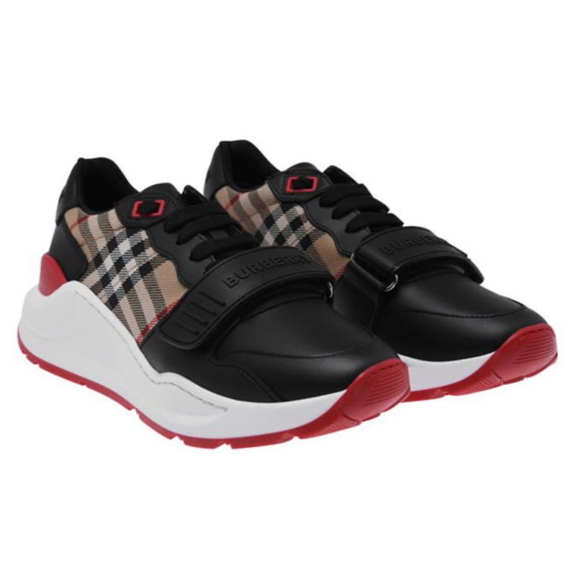 Womens Burberry Leather And Vintage Check Sneakers Womens Trainers Burberry 