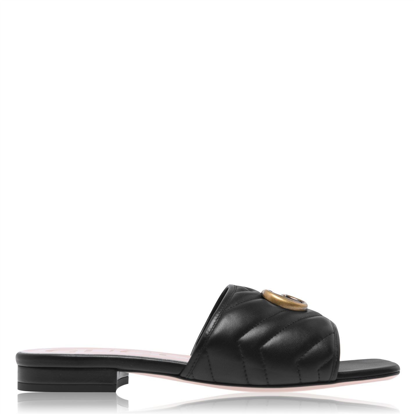 Womens Gucci Black Leather GG Slides Womens Sliders Gucci 
